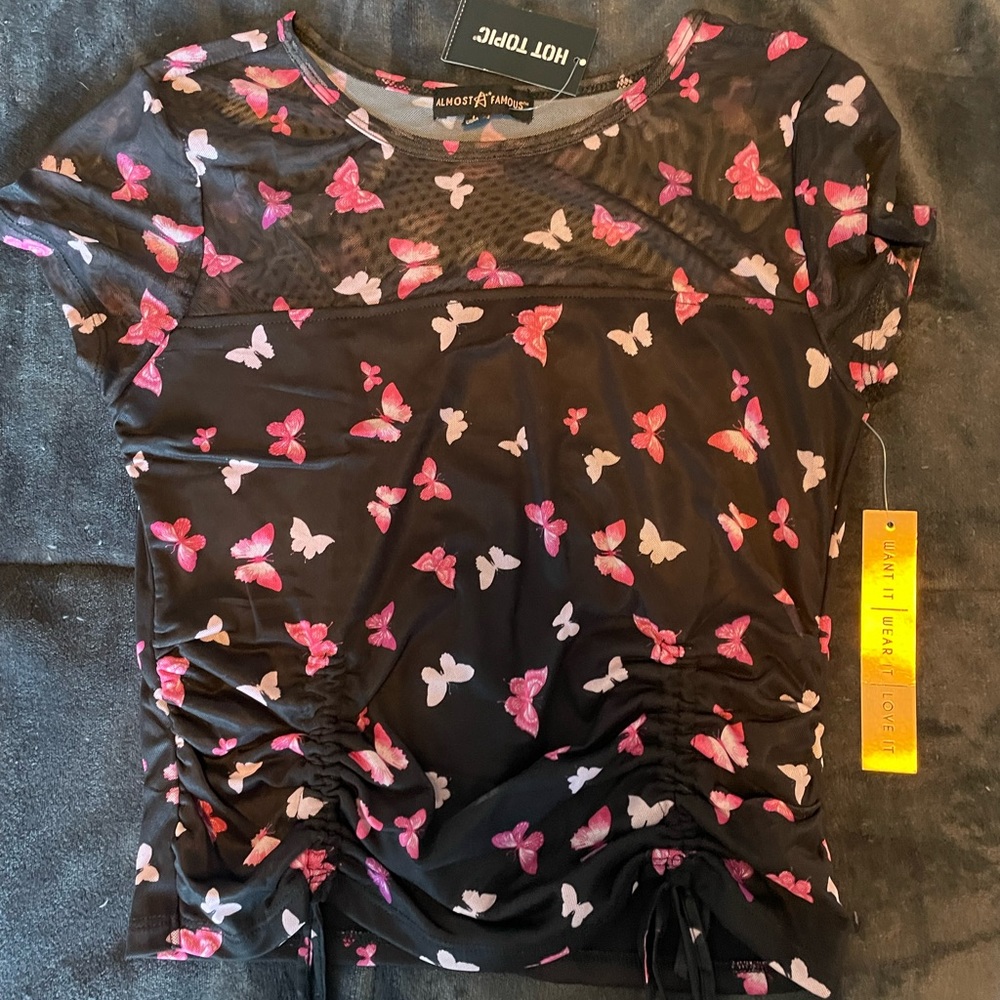 NWT Almost Famous Butterfly Top